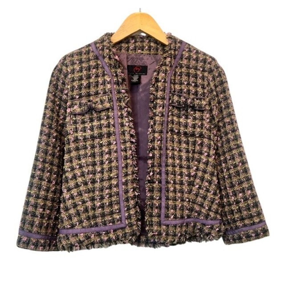 Chanel Style True Meaning Tweed Blazer VTG Fringe Preppy Business Casual Size 4